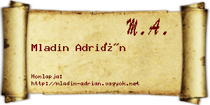 Mladin Adrián névjegykártya